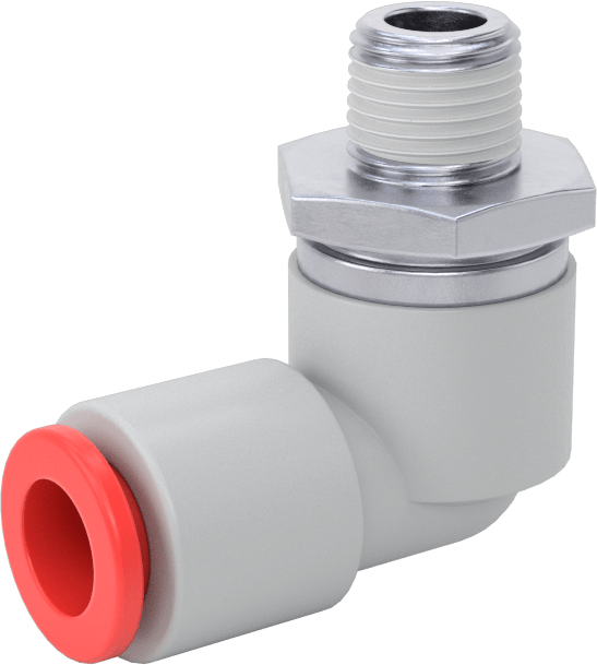 Hava için Dönen Push-to-Connect Boru Bağlantı Elemanı, 90 Derece Dirsek, 5/16" Dış Çaplı Boru x 1/8 NPT Erkek için