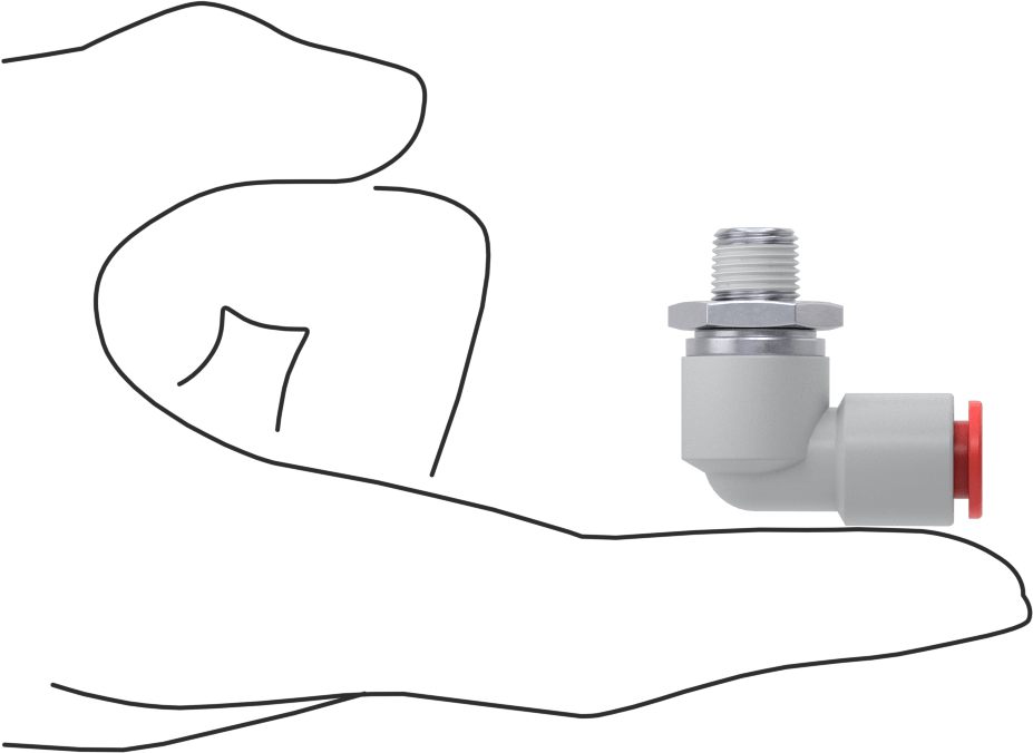 Hava için Dönen Push-to-Connect Boru Bağlantı Elemanı, 90 Derece Dirsek, 5/16" Dış Çaplı Boru x 1/8 NPT Erkek için