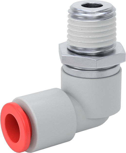 Hava için Dönen Push-to-Connect Boru Bağlantı Elemanı, 90 Derece Dirsek, 5/16" Boru Dış Çapı x 1/4 NPT Erkek