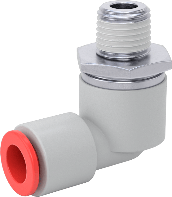 Hava için Dönen Push-to-Connect Boru Bağlantı Elemanı, 90 Derece Dirsek, 3/8" Boru Dış Çapı x 1/4 NPT Erkek için