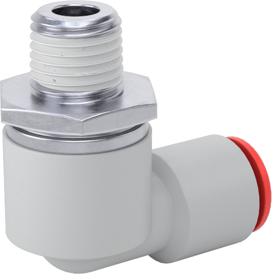 Hava için Dönen Push-to-Connect Boru Bağlantı Elemanı, 90 Derece Dirsek, 3/8" Boru Dış Çapı x 1/4 NPT Erkek için