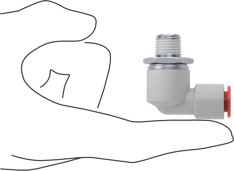 Hava için Dönen Push-to-Connect Boru Bağlantı Elemanı, 90 Derece Dirsek, 3/8" Boru Dış Çapı x 1/4 NPT Erkek için