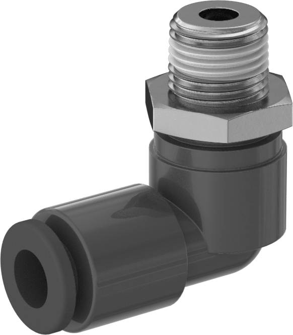 Hava için Dönen Push-to-Connect Boru Bağlantı Elemanı, 90 Derece Dirsek, 6 mm Dış Çap x 1/8 BSPT Erkek için, Tek Sıra