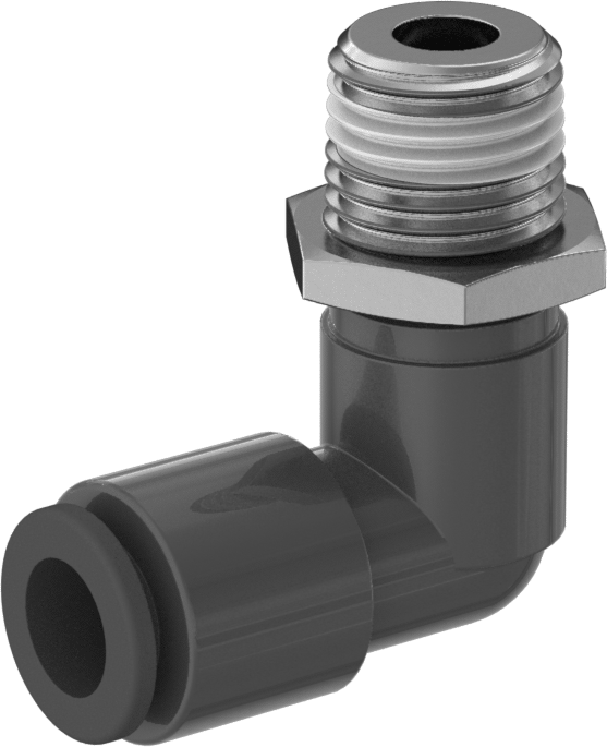Hava için Dönen Push-to-Connect Boru Bağlantı Elemanı, 90 Derece Dirsek, 8 mm Dış Çap x 1/4 BSPT Erkek için, Tek Sıra