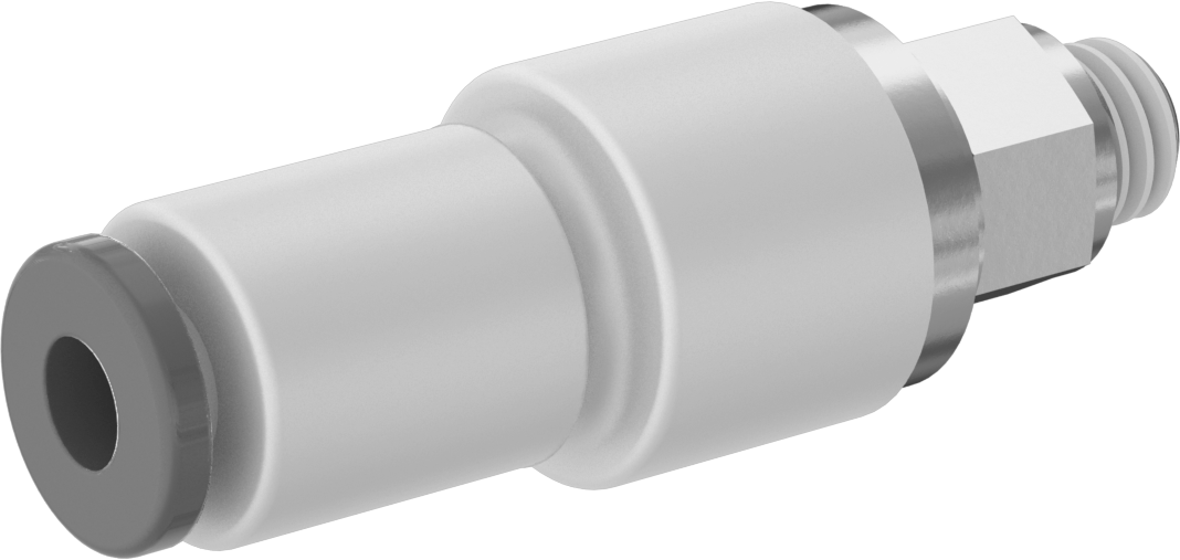 Hava için Dönen Push-to-Connect Boru Bağlantı Elemanı, Düz Adaptör, 4 mm Dış Çap için, M6 x 1 mm Erkek, Çift Sıra