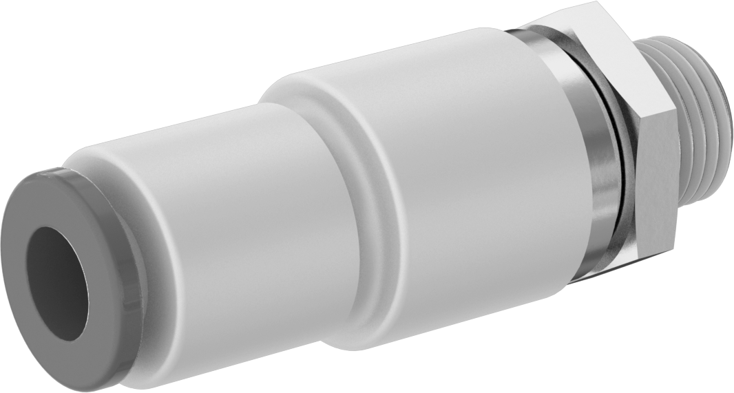 Hava için Dönen Push-to-Connect Boru Bağlantı Elemanı, Düz Adaptör, 6 mm Dış Çap için, 1/8 BSPT Erkek, Çift Sıra