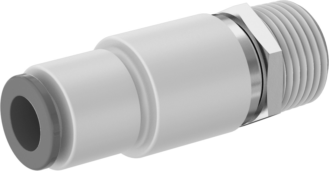 Hava için Dönen Push-to-Connect Boru Bağlantı Elemanı, Düz Adaptör, 8 mm Dış Çap için, 3/8 BSPT Erkek, Çift Sıra