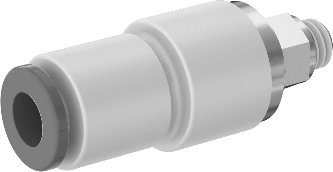 Hava için Dönen Push-to-Connect Boru Bağlantı Elemanı, Düz Adaptör, 6 mm Dış Çap için, M6 x 1 mm Erkek, Çift Sıra