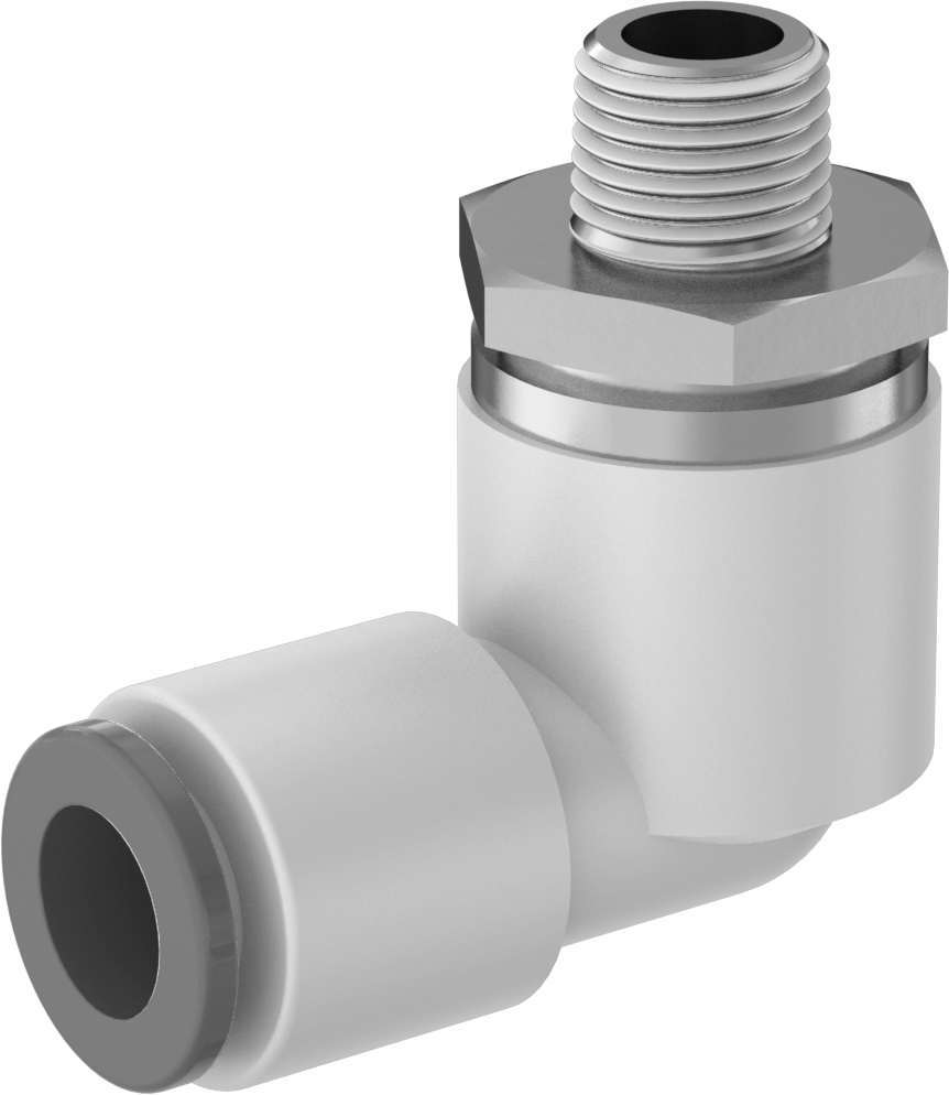 Hava için Dönen Push-to-Connect Boru Bağlantı Elemanı, 90 Derece Dirsek, 8 mm Dış Çap x 1/8 BSPT Erkek, Çift Sıra