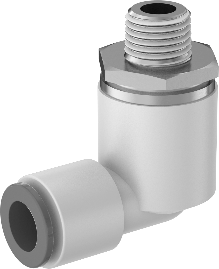 Hava için Dönen Push-to-Connect Boru Bağlantı Elemanı, 90 Derece Dirsek, 10 mm Dış Çap x 1/4 BSPT Erkek için, Çift Sıra