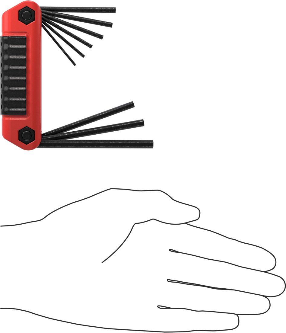 Ultra-Grip Katlanabilir Altıgen L Anahtar Seti, 9 İnç Boyutları, 3-5/8" Uzunlukta Kırmızı Plastik Sap