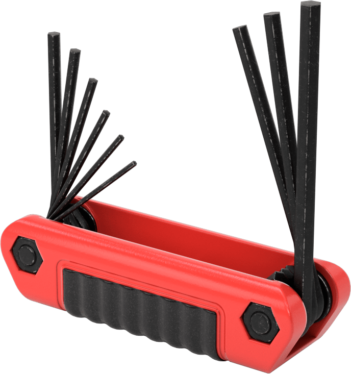 Ultra-Grip Katlanabilir Altıgen L Anahtar Seti, 9 İnç Boyutları, 3-5/8" Uzunlukta Kırmızı Plastik Sap