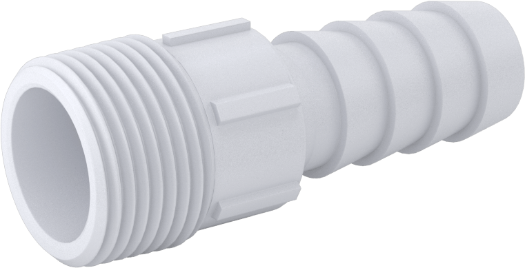 Plastik Dikenli Hortum Bağlantı Elemanı, Kimyasallar için, 3/4" Hortum İç Çapı için, 3/4 NPT Erkek