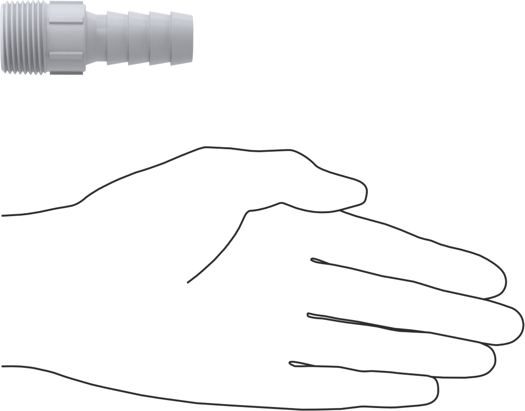 Plastik Dikenli Hortum Bağlantı Elemanı, Kimyasallar için, 3/4" Hortum İç Çapı için, 3/4 NPT Erkek