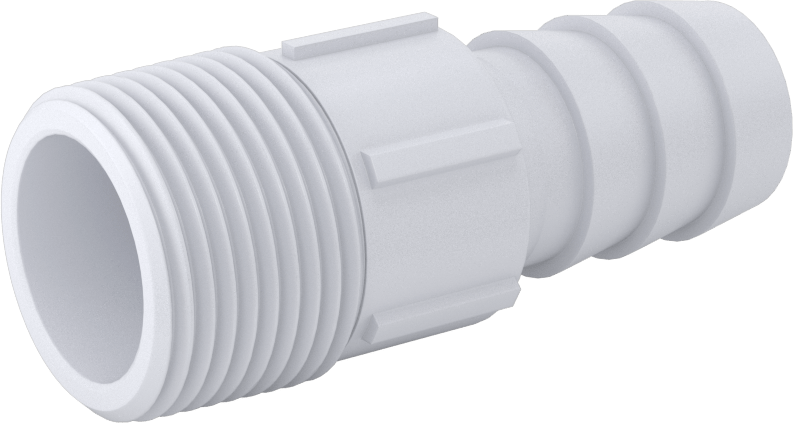 Plastik Dikenli Hortum Bağlantı Elemanı, Kimyasallar için, 1" Hortum İç Çapı için, 1 NPT Erkek