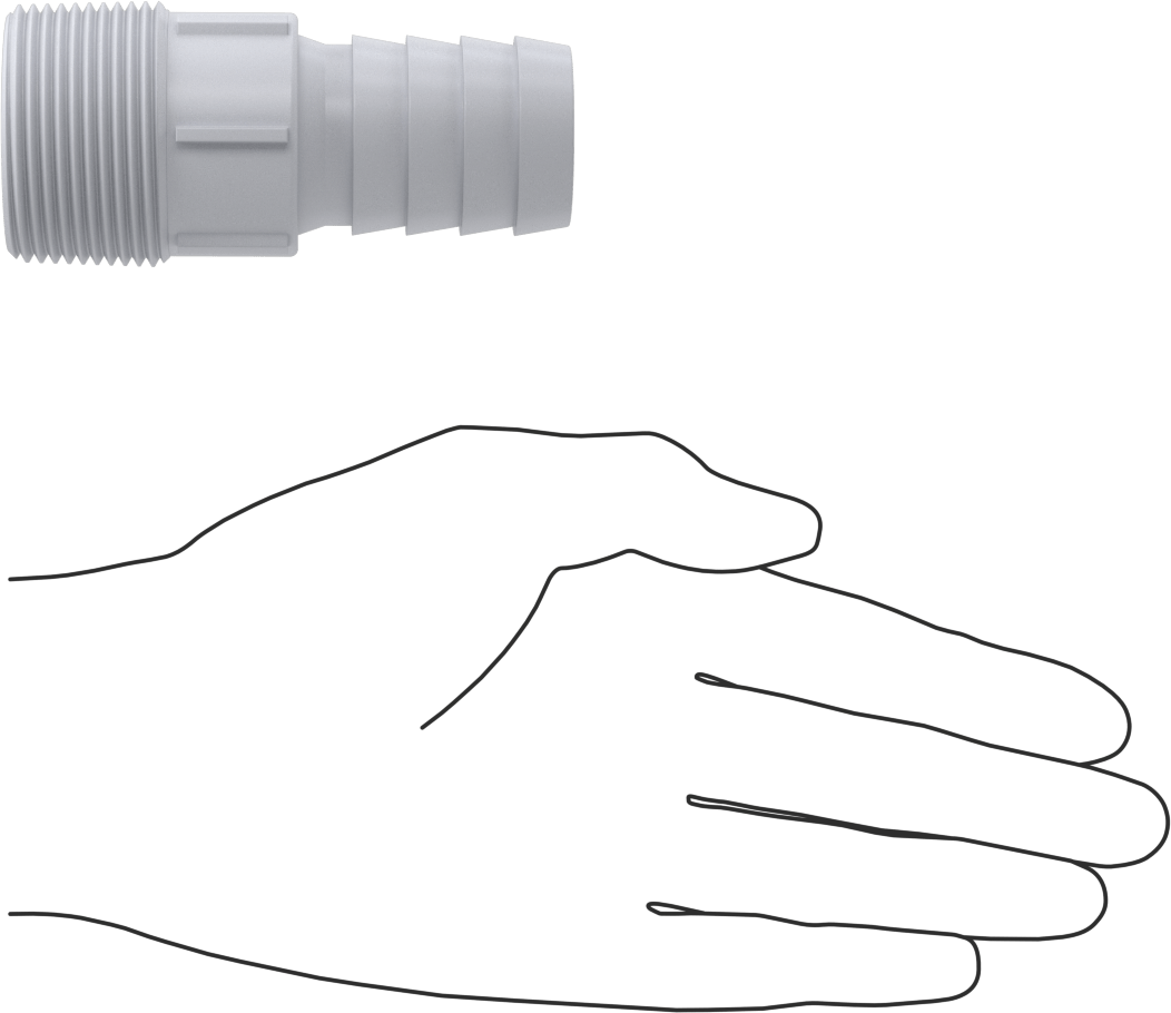 Plastik Dikenli Hortum Bağlantı Elemanı, Kimyasallar için, 1-1/4" Hortum İç Çapı için, 1-1/4 NPT Erkek