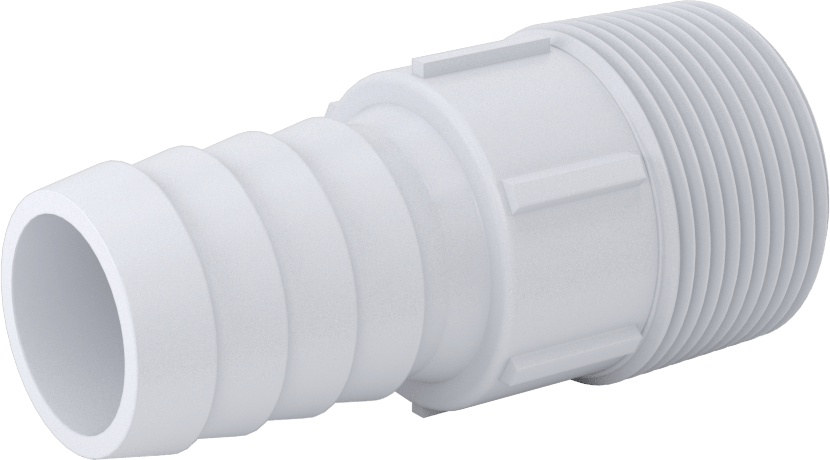 Plastik Dikenli Hortum Bağlantı Elemanı, Kimyasallar için, 1-1/4" Hortum İç Çapı için, 1-1/4 NPT Erkek
