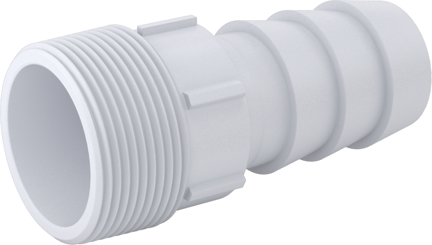 Plastik Dikenli Hortum Bağlantı Elemanı, Kimyasallar için, 1-1/2" Hortum İç Çapı için, 1-1/2 NPT Erkek