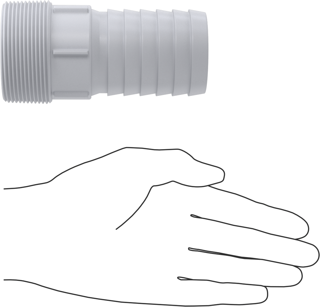 Plastik Dikenli Hortum Bağlantı Elemanı, Kimyasallar için, 2" Hortum İç Çapı için, 2 NPT Erkek