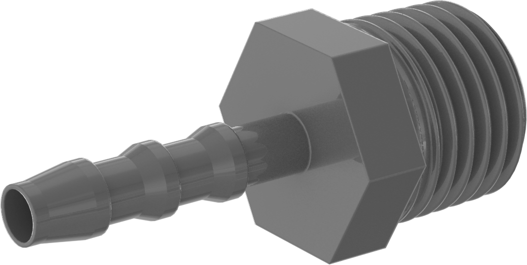 Plastik Dikenli Hortum Bağlantı Elemanı, 5/32" Hortum İç Çapı için Adaptör, 1/4 NPT Erkek