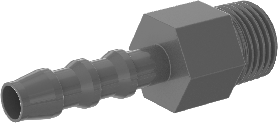 Plastik Dikenli Hortum Bağlantı Elemanı, 3/16" Hortum İç Çapı için adaptör, 1/8 NPT Erkek