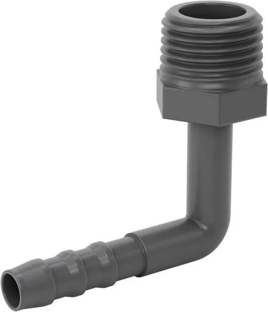 Plastik Dikenli Hortum Bağlantı Elemanı, 5/32" Hortum İç Çapı için 90 Derece Dirsek Adaptörü, 1/8 NPT Erkek