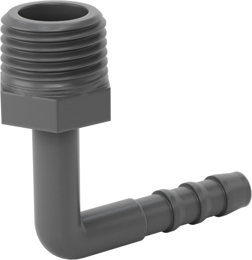 Plastik Dikenli Hortum Bağlantı Elemanı, 5/32" Hortum İç Çapı için 90 Derece Dirsek Adaptörü, 1/8 NPT Erkek