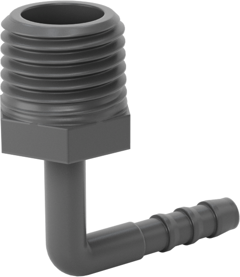 Plastik Dikenli Hortum Bağlantı Elemanı, 5/32" Hortum İç Çapı için 90 Derece Dirsek Adaptörü, 1/4 NPT Erkek