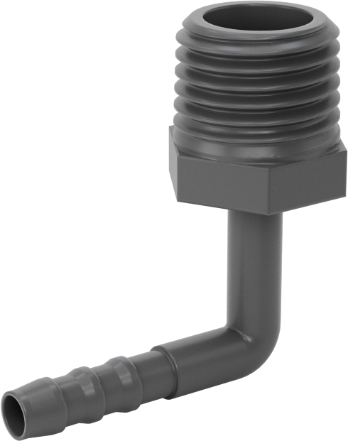 Plastik Dikenli Hortum Bağlantı Elemanı, 5/32" Hortum İç Çapı için 90 Derece Dirsek Adaptörü, 1/4 NPT Erkek