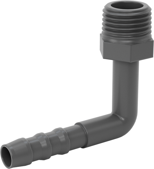 Plastik Dikenli Hortum Bağlantı Elemanı, 3/16" Hortum İç Çapı için 90 Derece Dirsek Adaptörü, 1/8 NPT Erkek