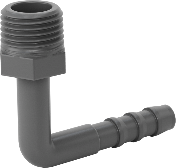 Plastik Dikenli Hortum Bağlantı Elemanı, 3/16" Hortum İç Çapı için 90 Derece Dirsek Adaptörü, 1/8 NPT Erkek