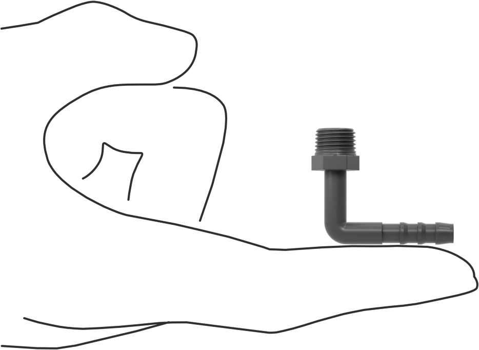 Plastik Dikenli Hortum Bağlantı Elemanı, 3/16" Hortum İç Çapı için 90 Derece Dirsek Adaptörü, 1/8 NPT Erkek
