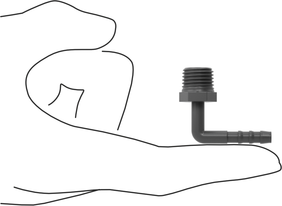 Plastik Dikenli Hortum Bağlantı Elemanı, 3/16" Hortum İç Çapı için 90 Derece Dirsek Adaptörü, 1/4 NPT Erkek