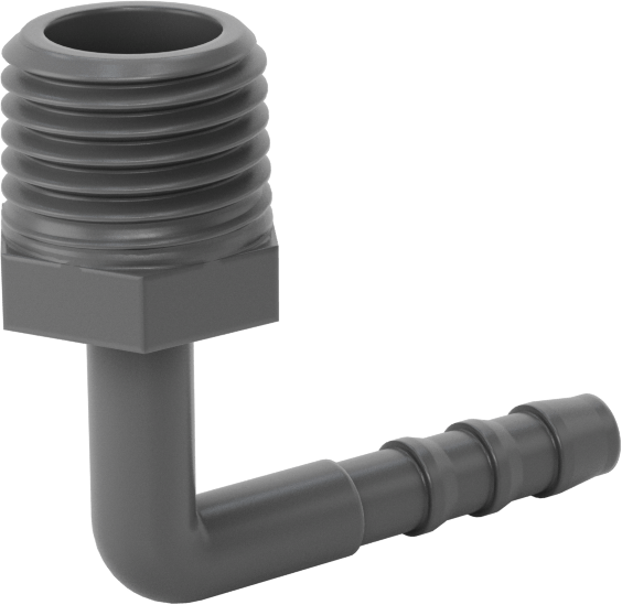 Plastik Dikenli Hortum Bağlantı Elemanı, 3/16" Hortum İç Çapı için 90 Derece Dirsek Adaptörü, 1/4 NPT Erkek