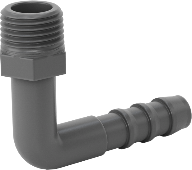 Plastik Dikenli Hortum Bağlantı Elemanı, 1/4" Hortum İç Çapı için 90 Derece Dirsek Adaptörü, 1/8 NPT Erkek