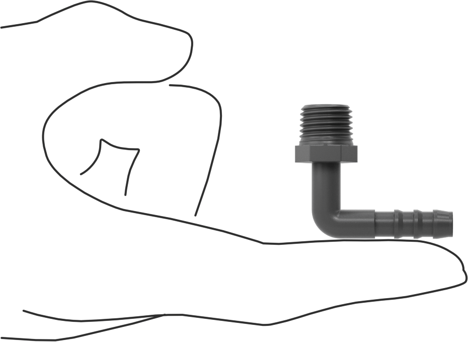 Plastik Dikenli Hortum Bağlantı Elemanı, 1/4" Hortum İç Çapı için 90 Derece Dirsek Adaptörü, 1/4 NPT Erkek