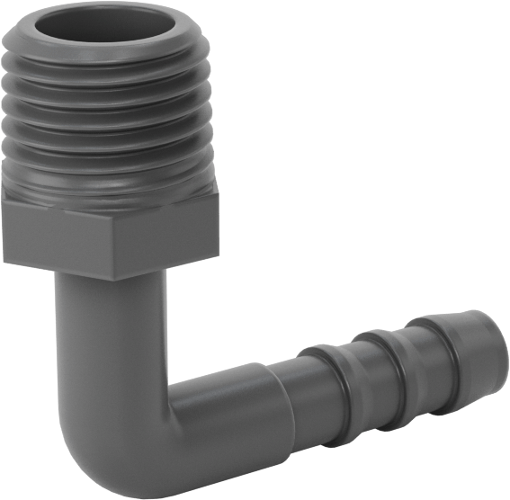 Plastik Dikenli Hortum Bağlantı Elemanı, 1/4" Hortum İç Çapı için 90 Derece Dirsek Adaptörü, 1/4 NPT Erkek