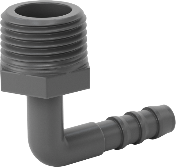 Plastik Dikenli Hortum Bağlantı Elemanı, 1/4" Hortum İç Çapı için 90 Derece Dirsek Adaptörü, 3/8 NPT Erkek