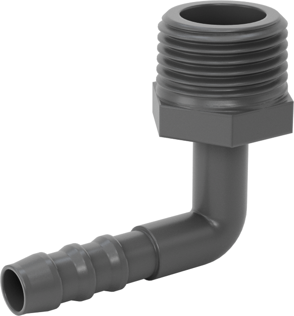 Plastik Dikenli Hortum Bağlantı Elemanı, 1/4" Hortum İç Çapı için 90 Derece Dirsek Adaptörü, 3/8 NPT Erkek