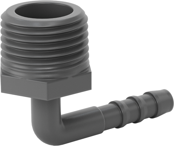 Plastik Dikenli Hortum Bağlantı Elemanı, 1/4" Hortum İç Çapı için 90 Derece Dirsek Adaptörü, 1/2 NPT Erkek