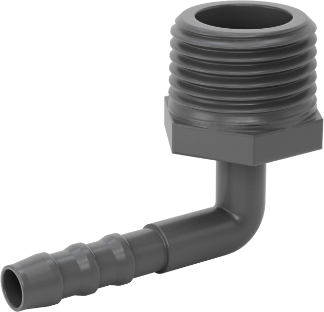 Plastik Dikenli Hortum Bağlantı Elemanı, 1/4" Hortum İç Çapı için 90 Derece Dirsek Adaptörü, 1/2 NPT Erkek
