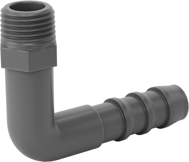Plastik Dikenli Hortum Bağlantı Elemanı, 5/16" Hortum İç Çapı için 90 Derece Dirsek Adaptörü, 1/8 NPT Erkek