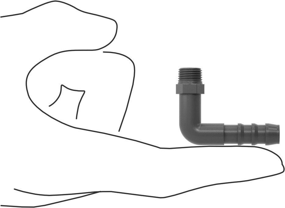 Plastik Dikenli Hortum Bağlantı Elemanı, 5/16" Hortum İç Çapı için 90 Derece Dirsek Adaptörü, 1/8 NPT Erkek