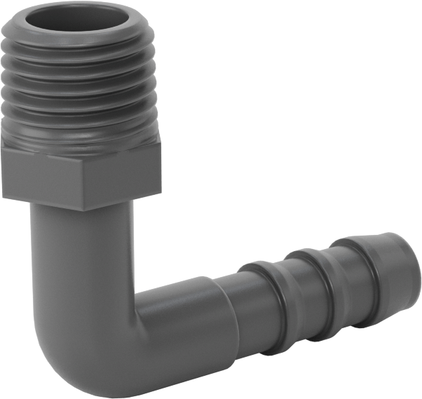 Plastik Dikenli Hortum Bağlantı Elemanı, 5/16" Hortum İç Çapı için 90 Derece Dirsek Adaptörü, 1/4 NPT Erkek