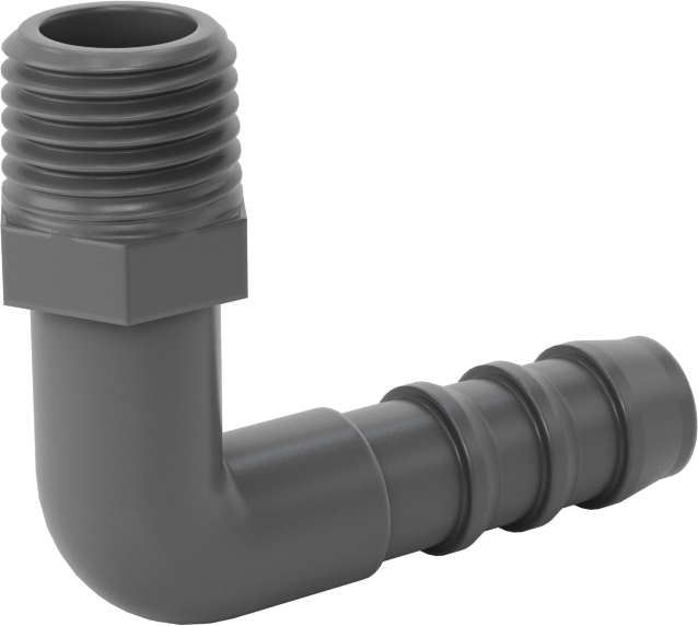 Plastik Dikenli Hortum Bağlantı Elemanı, 3/8" Hortum İç Çapı için 90 Derece Dirsek Adaptörü, 1/4 NPT Erkek