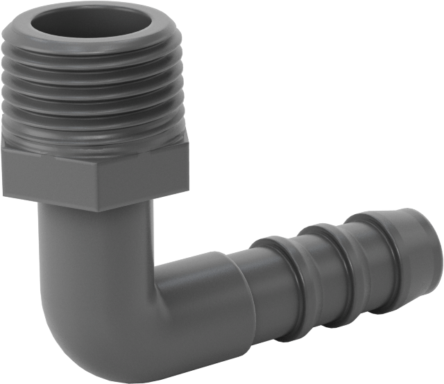 Plastik Dikenli Hortum Bağlantı Elemanı, 3/8" Hortum İç Çapı için 90 Derece Dirsek Adaptörü, 3/8 NPT Erkek