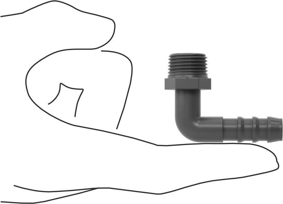 Plastik Dikenli Hortum Bağlantı Elemanı, 3/8" Hortum İç Çapı için 90 Derece Dirsek Adaptörü, 3/8 NPT Erkek