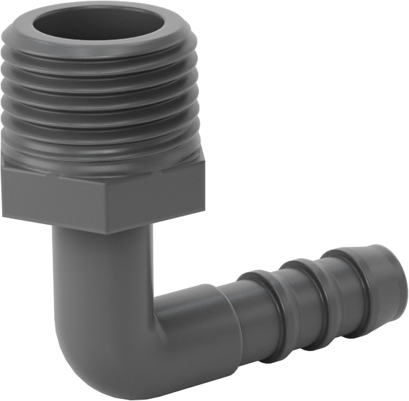 Plastik Dikenli Hortum Bağlantı Elemanı, 3/8" Hortum İç Çapı için 90 Derece Dirsek Adaptörü, 1/2 NPT Erkek
