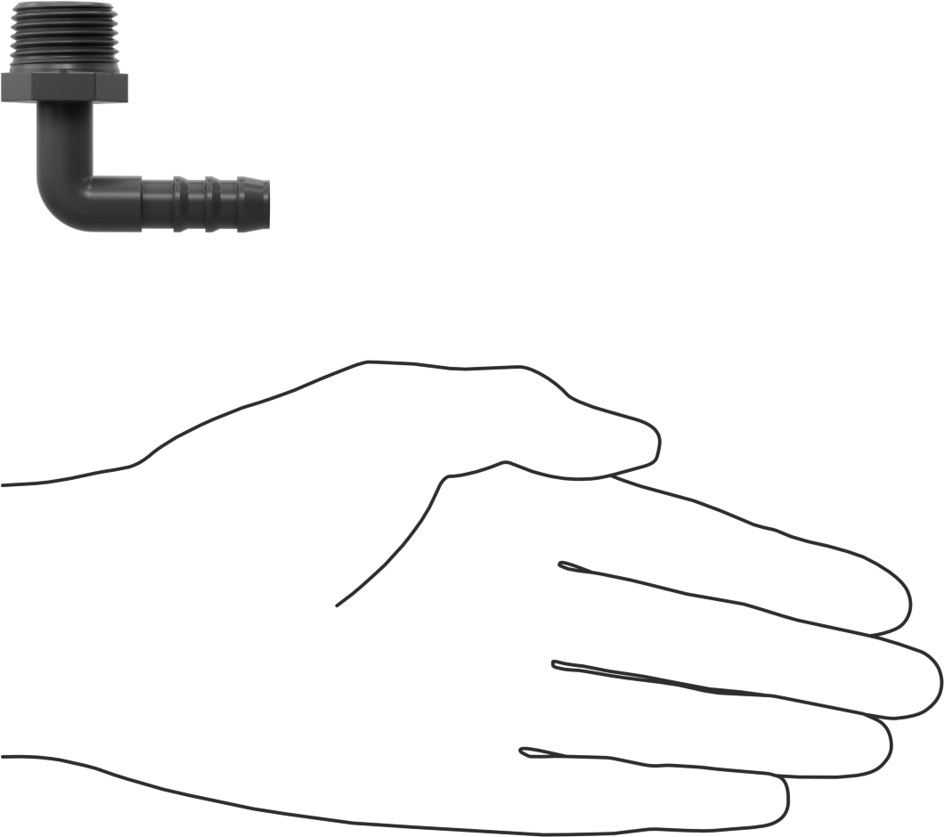 Plastik Dikenli Hortum Bağlantı Elemanı, 3/8" Hortum İç Çapı için 90 Derece Dirsek Adaptörü, 1/2 NPT Erkek