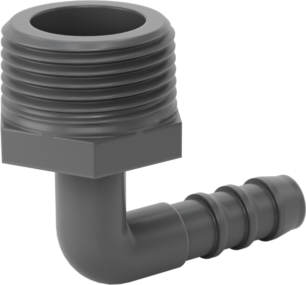 Plastik Dikenli Hortum Bağlantı Elemanı, 3/8" Hortum İç Çapı için 90 Derece Dirsek Adaptörü, 3/4 NPT Erkek